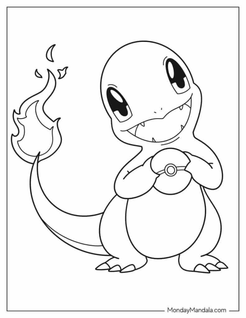 Adorable Charmander Pokemon - Pokemon Coloring Page