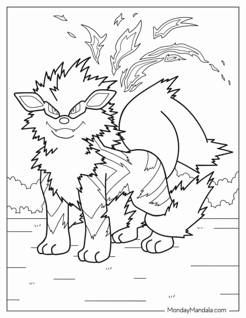 Arcanine Pokemon To Color - Pokemon Coloring Page