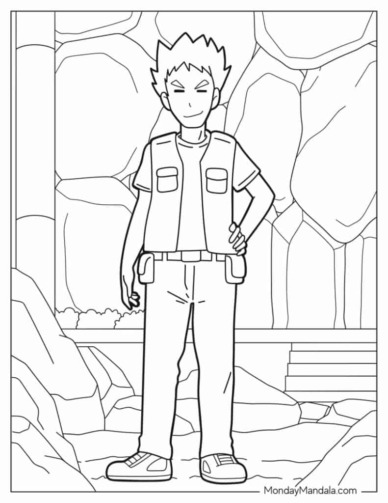 Brock Character From Pokemon - Pokemon Coloring Page