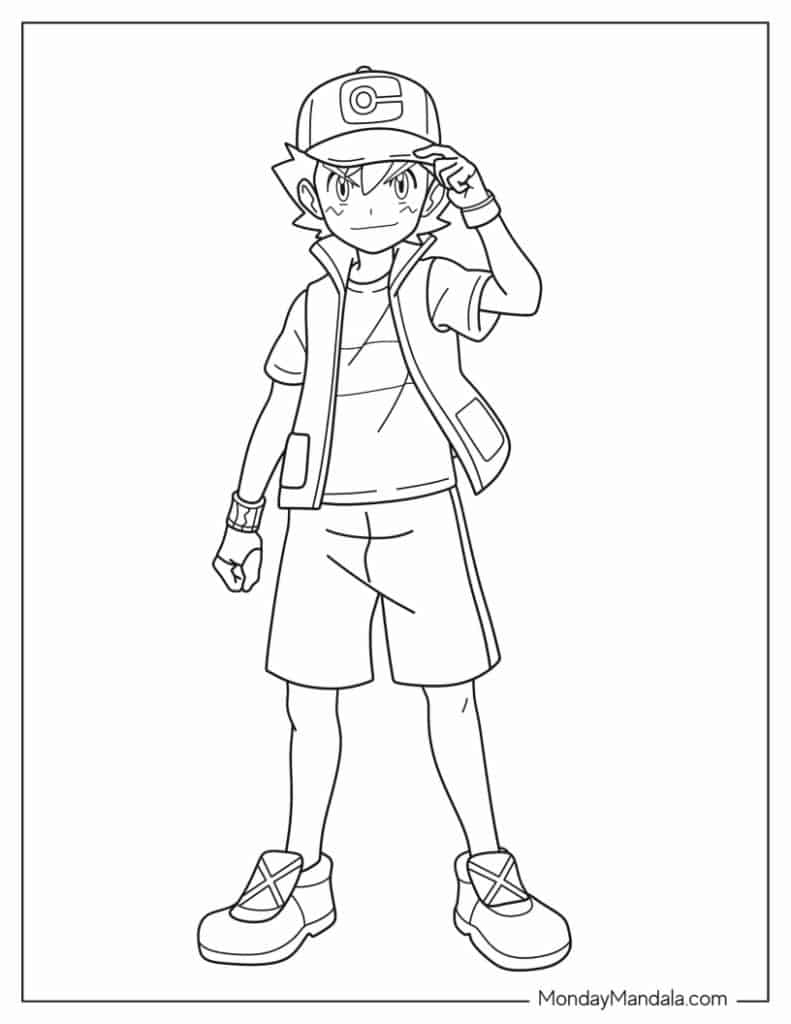 Coloring Page Of Ash From Pokemon - Pokemon Coloring Page
