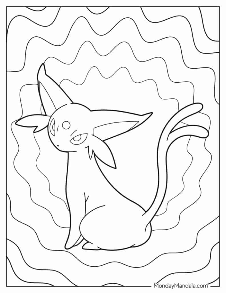 Coloring Page Of Cute Espeon For Kids - Pokemon Coloring Page