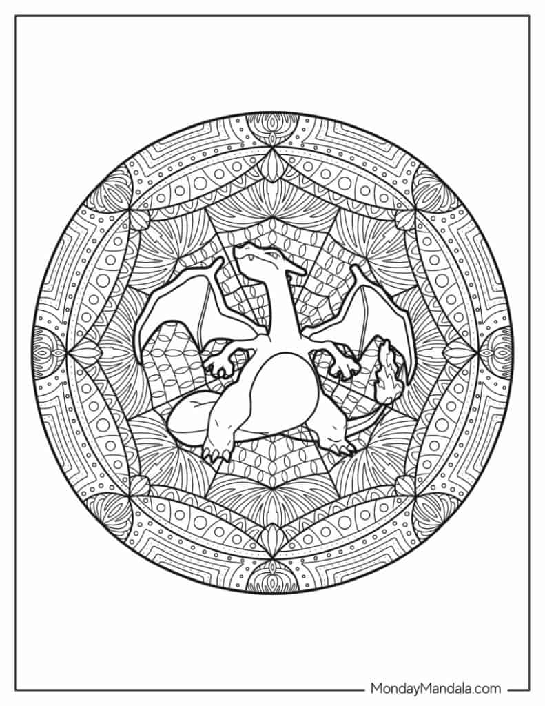 Charizard Mandala Coloring Page - Pokemon Coloring Page