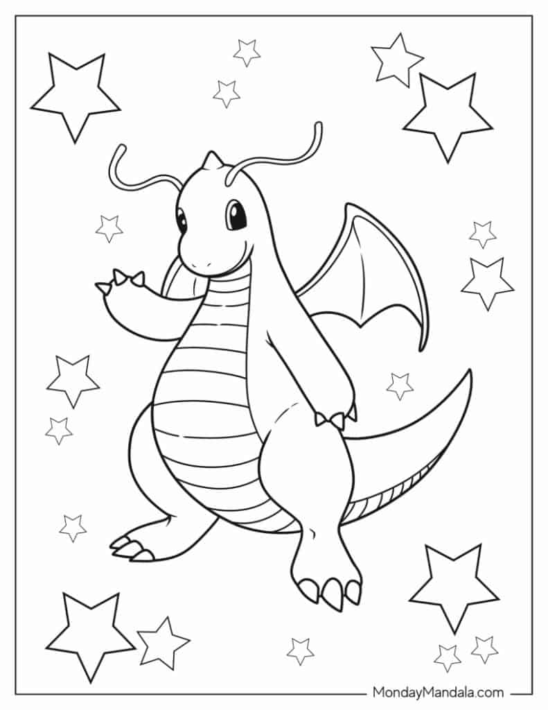 Cute Dragonite Pokemon To Color - Pokemon Coloring Page