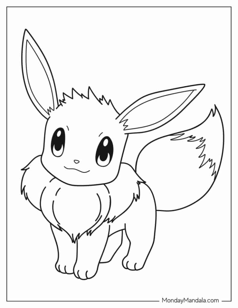 Cute Eevee Pokemon - Pokemon Coloring Page