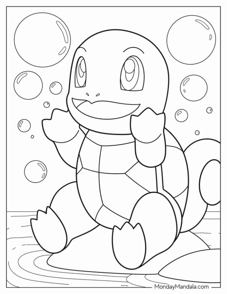 Cute Squirtle Pokemon To Color - Pokemon Coloring Page