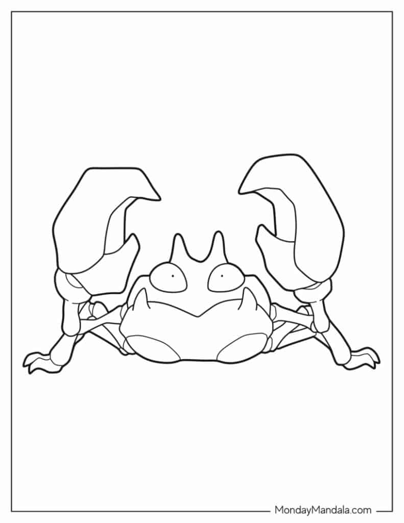 Easy Krabby Outline For Preschoolers - Pokemon Coloring Page